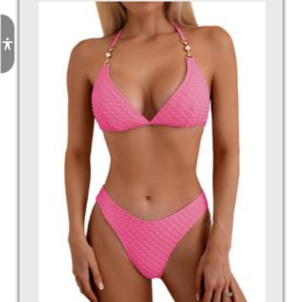 Vibrant Pink Textured Bikini Set